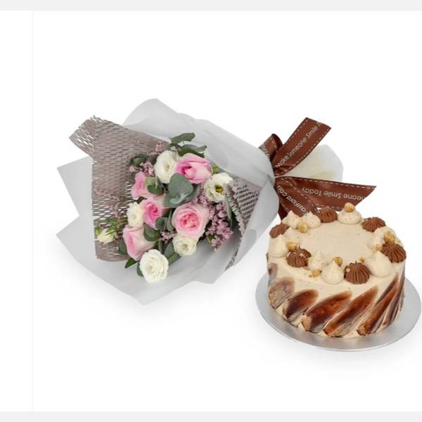 Flowers with The Pine Garden Hazelnut Chocolate Crunch Cake