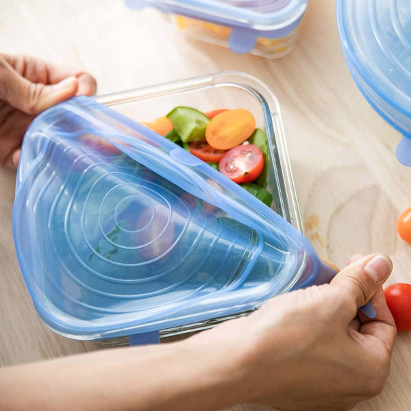 Food Cover Lid - Reusable - Silicone - Set Of 6