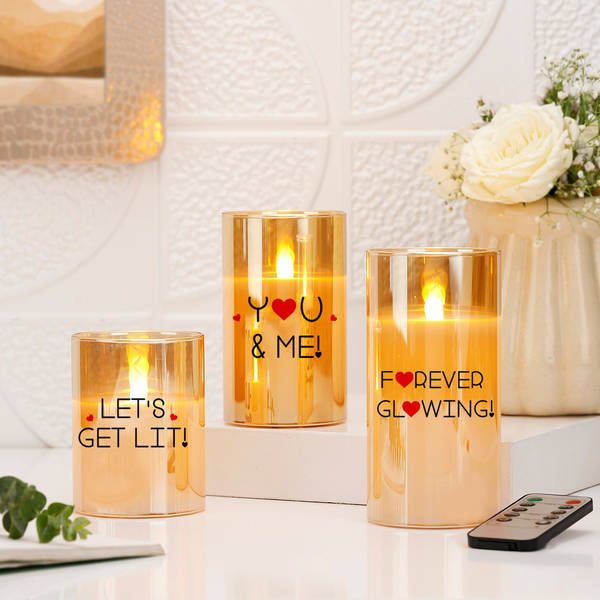 Forever Glowing Valentine's Day LED Candle - Set Of 3