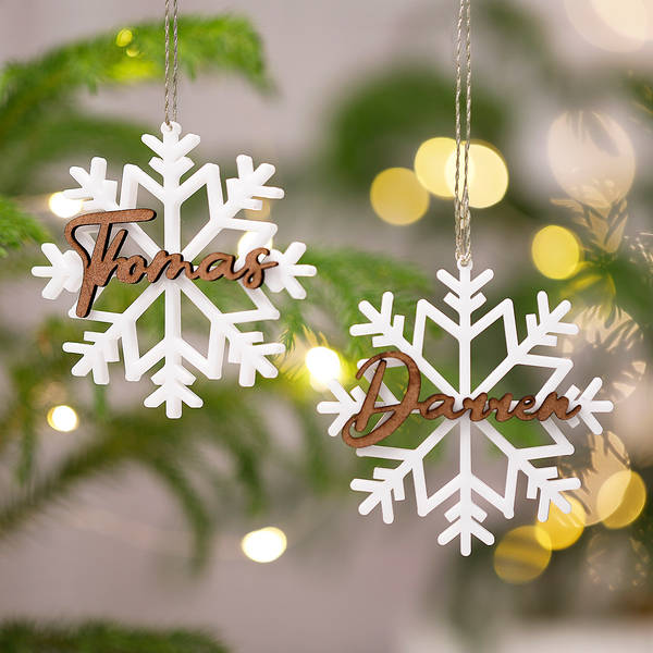 Frost Snowflake Personalized Christmas Tree Ornament - Set Of 2