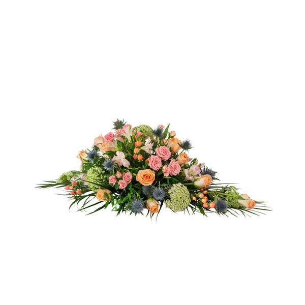 Funeral Bouquet Medium Winter Spring Flowers W Ribbon 240169