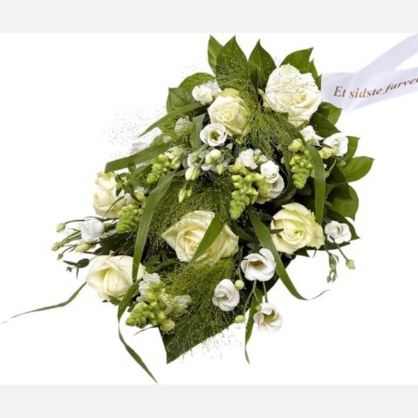 Funeral spray Florist's Choice with ribbon