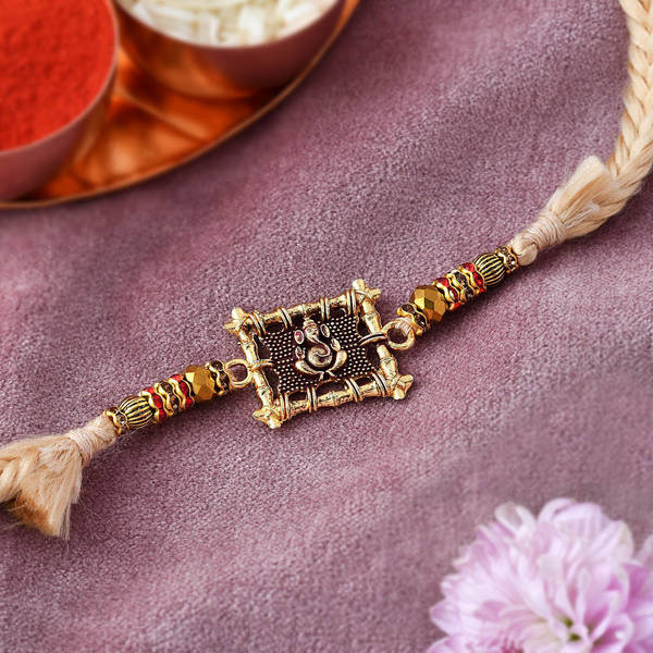 Ganesha Antique Metal Rakhi