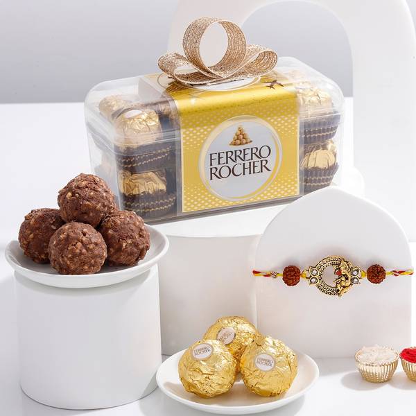 Ganesha Rakhi And Chocolate Combo