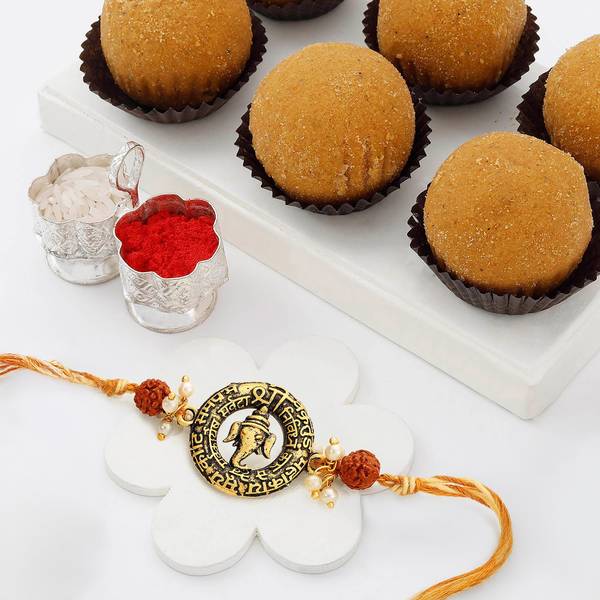 Ganesha Rakhi With Besan Laddoo