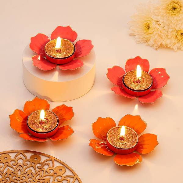 Glow Of Diwali Floral Diyas - Set Of 4