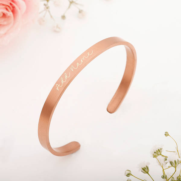 Golden Allure - Personalized Rose Gold Cuff Bracelet For Women