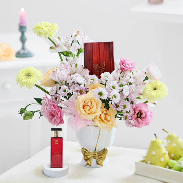 Golden Bow Floral Arrangement