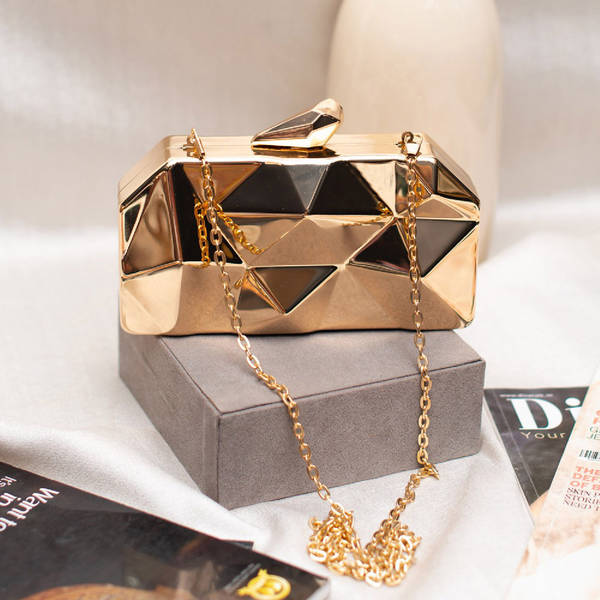 Golden Glam Geometric Clutch