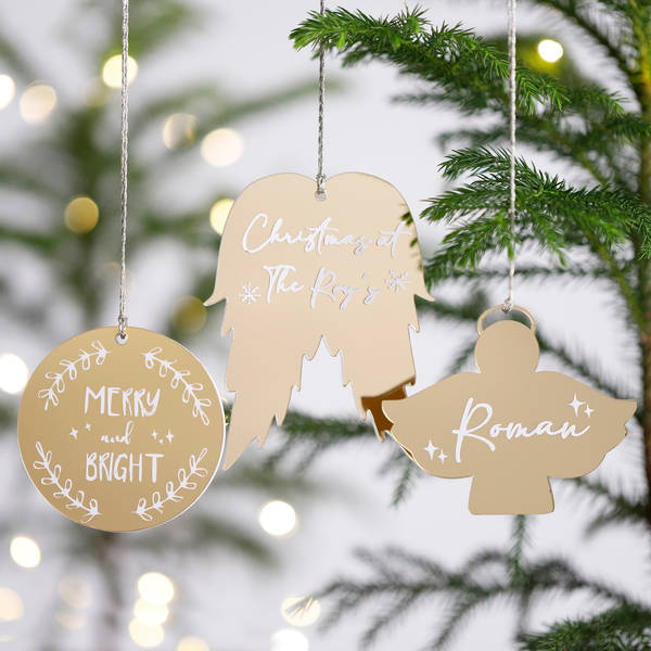 Golden Glow Personalized Christmas Ornament - Set Of 3