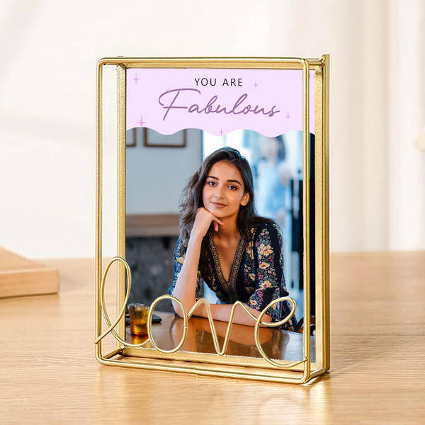 Golden Metal Photo Frame for Women's Day