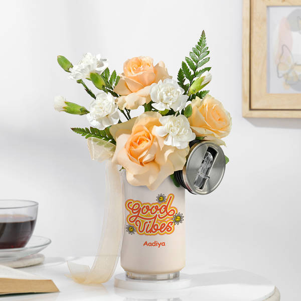 Good Vibes Personalized Floral Can Arrangement