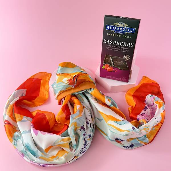Gorgeous Scarf And Chocolate Valentines Day Gift Combo