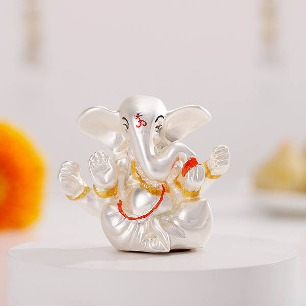 Graceful Silver Gold Lord Ganesha Murti