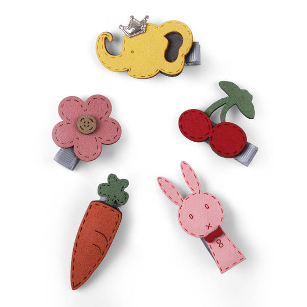 Hair Clips - Vegetables - Suede - Colourful - Set Of 5