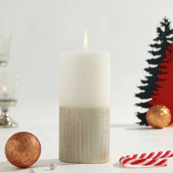 Hand Painted Textured Gold Pillar Candle
