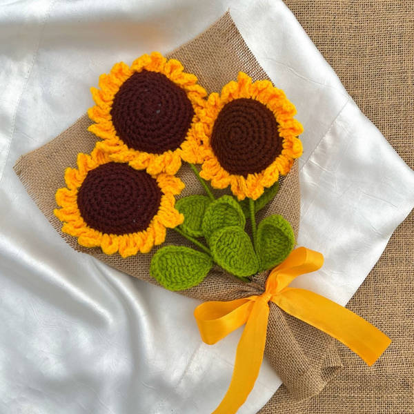 Handmade Crochet Sunflower Bouquet - Single Piece