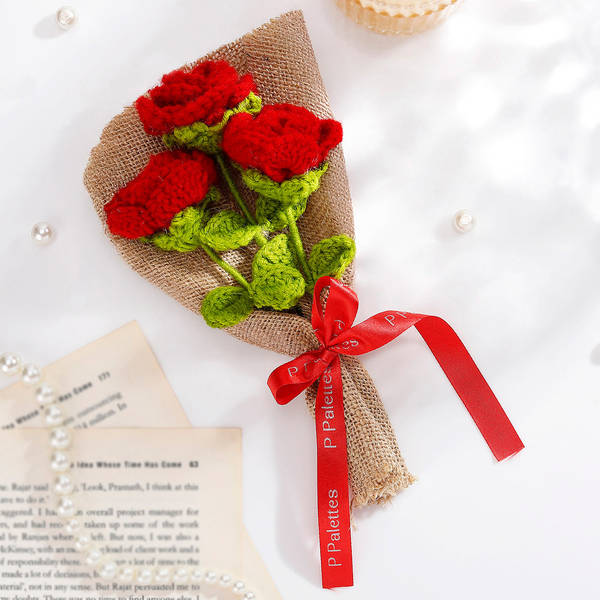 Handmade Mini Crochet Rose Bouquet