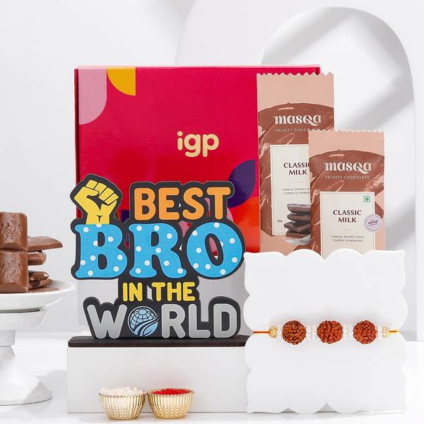 Handmade Rudraksha Rakhi Gift Hamper