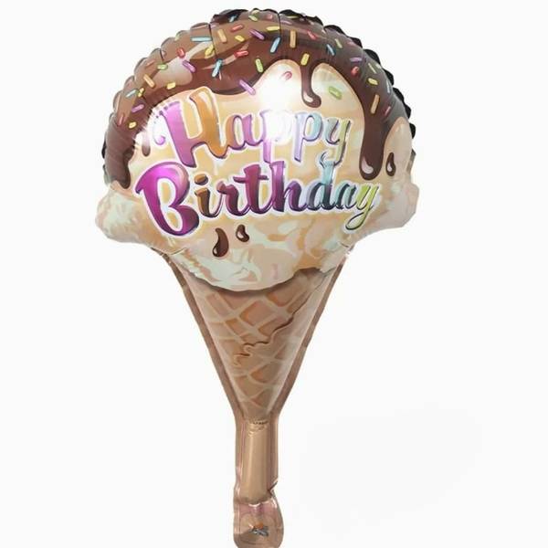 Happy Birthday Foil Balloon - Ice Cream Cone