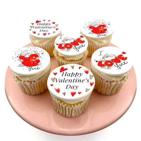 Happy Valentine's Day Vanilla Cupcakes - Set Of 6