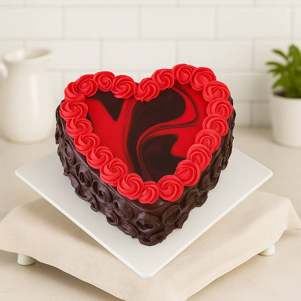 Heart shape Red Marble cake