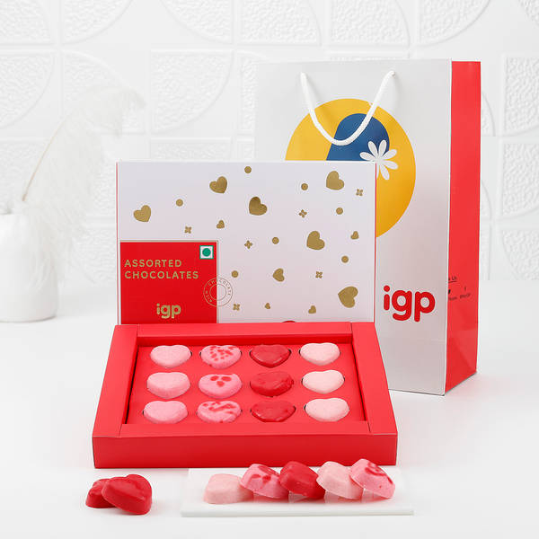 Heart-Shaped Chocolate Assortment Box - 12 Pcs