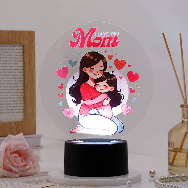 Heartfelt Mother's Day Black Base LED Lamp