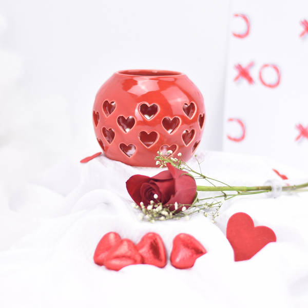 Heartfelt Valentine's Red Vase And Rose