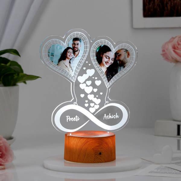 Hearts And Balloons Personalized LED Lamp