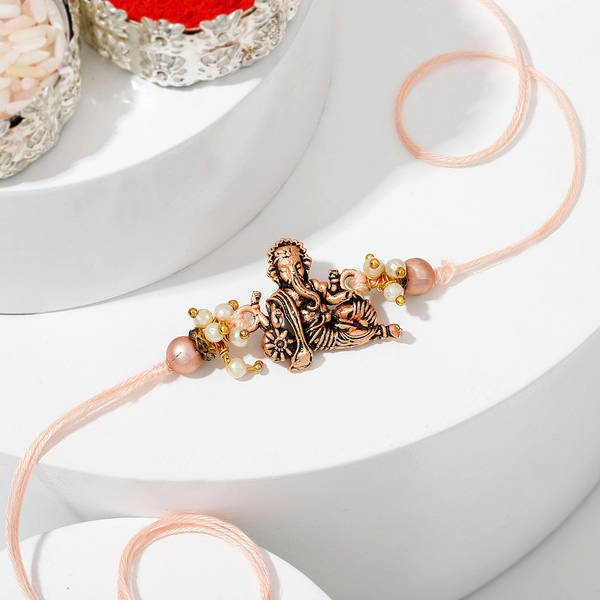 Heavenly Lord Ganesha Oxidised Copper Rakhi