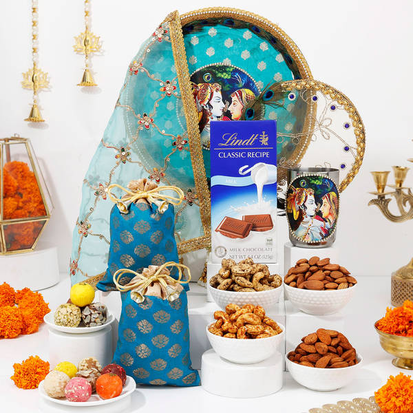 Holy Radha-Krishna Karwa Chauth Pooja Thali Hamper