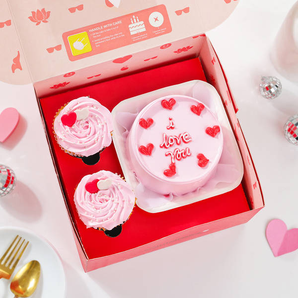 I Love You Cupcake And Cake Combo