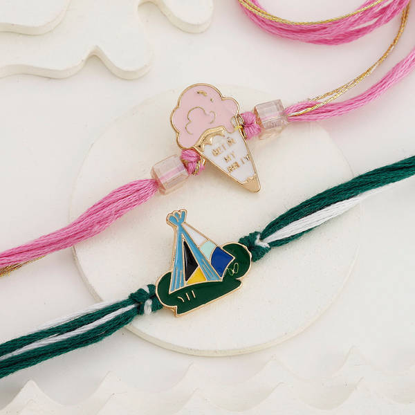 Ice Cream And Boat Rakhi For Kids - Set Of 2
