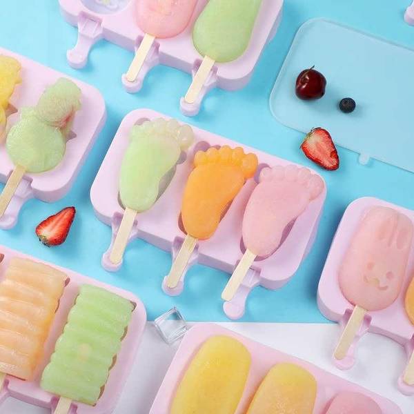 Ice Popsicle Mold - Shapes - 3 Slots - Single Piece