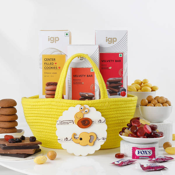 Joyful Celebrations Snail And Elephant Felt Applique Rakhi Hamper For Kids