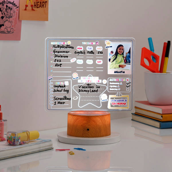 Kids Personalized Planner Brown Base LED Lamp
