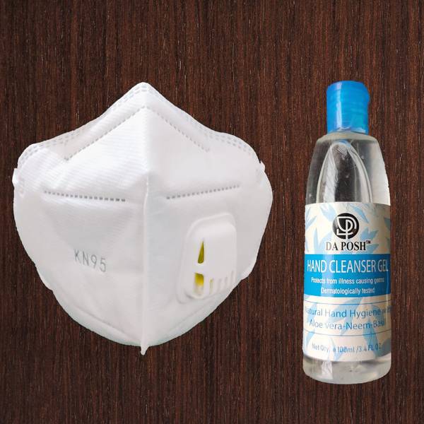 KN95 Face Mask And Hand Sanitizer Gel Combo - Set Of 5 Masks