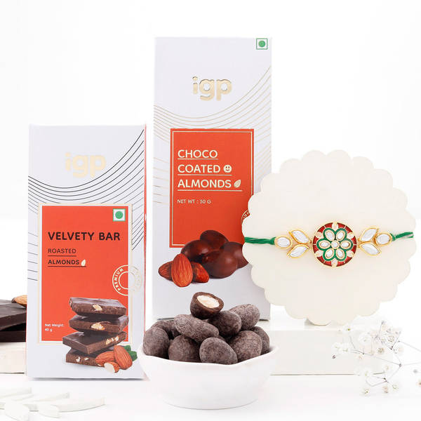 Kundan And Meena Work Rakhi And Sweet Delights