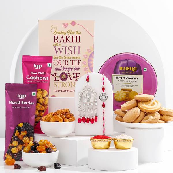Kundan And Pearl Work Bhaiya Bhabhi Rakhi Hamper