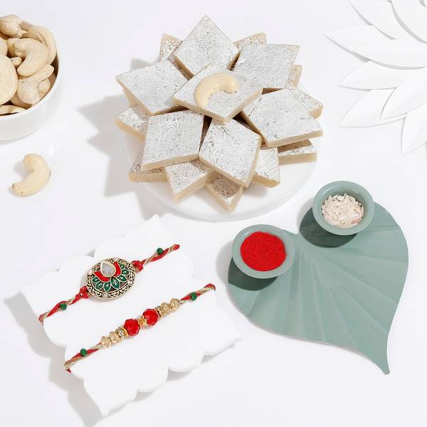 Kundan Lotus Rakhi Hamper