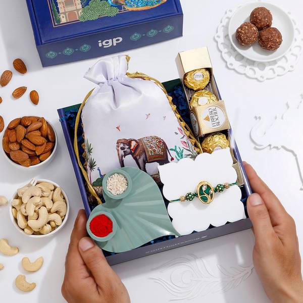 Kundan Rakhi And Dry Fruits Hamper