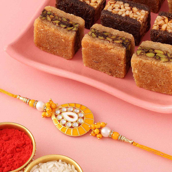 Kundan Rakhi N Sweet Kunafa Hamper