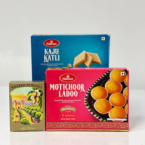 Laddoo, Kaju Barfi & Almonds