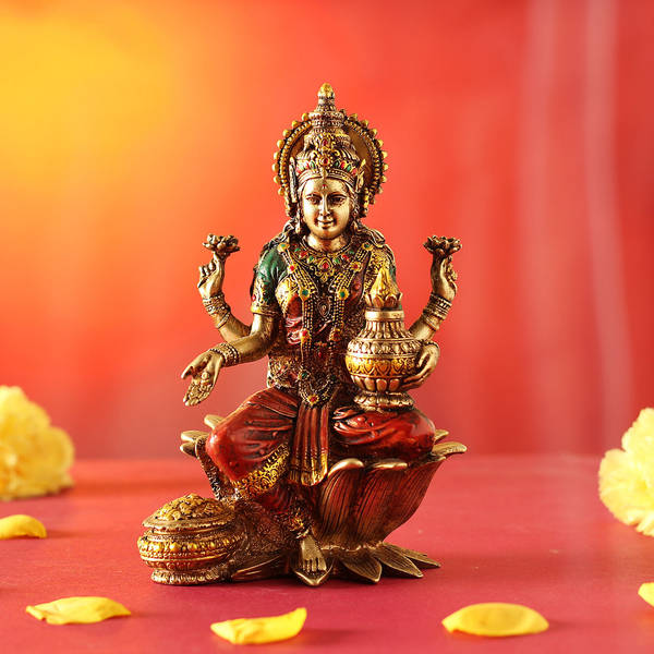 Laxmi Mata idol in Rustic Gold Finish