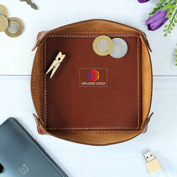 Leather Desktop Organiser - Customized With Logo