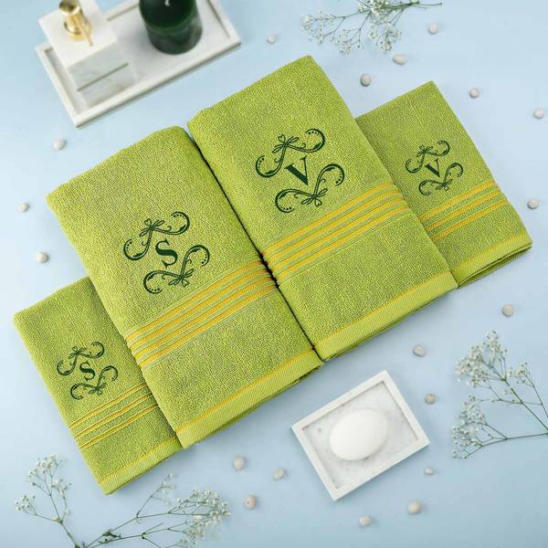 Lime Green Set of 2 Hand and Bath Personalized Towels