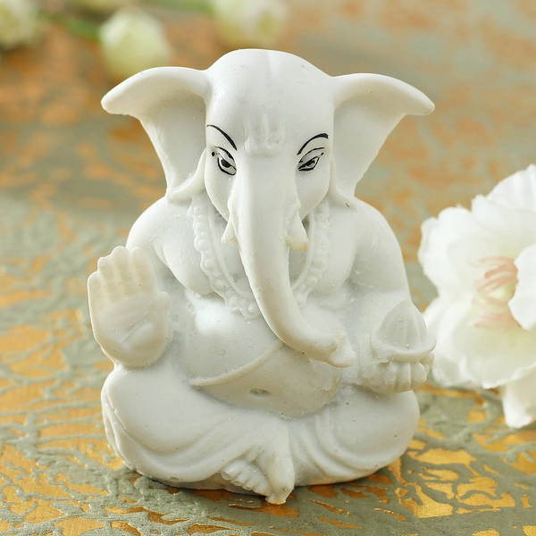 Lord Ganesha Idol in Pearl White