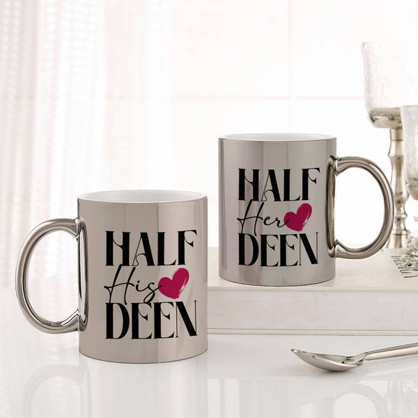 Love And Deen Personalized Metallic Couple Mugs - Set Of 2