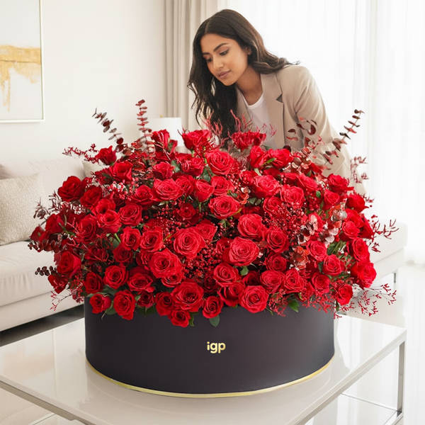 Love Beyond Measure - 120 Red Rose Flowers Grand Bouquet